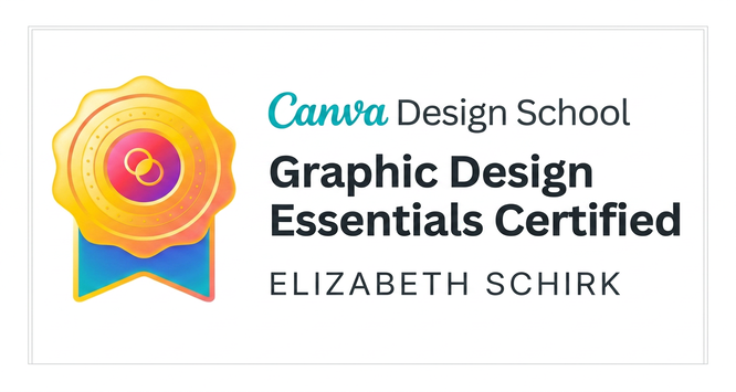 Canva Design School Certification certification badge issued by Canva