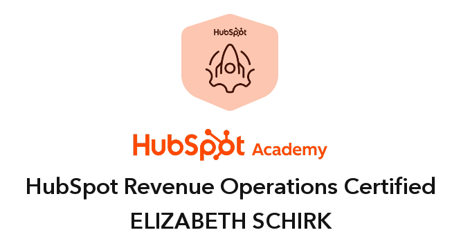 HubSpot Revenue Operations Certified certification badge issued by HubSpot Academy
